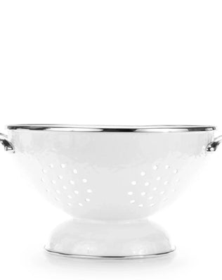 WW25 - Solid Large Colander, White - Golden Rabbit Enamelware