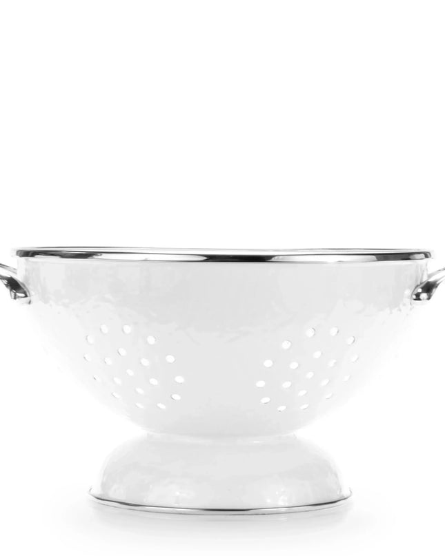 WW25 - Solid Large Colander, White - Golden Rabbit Enamelware