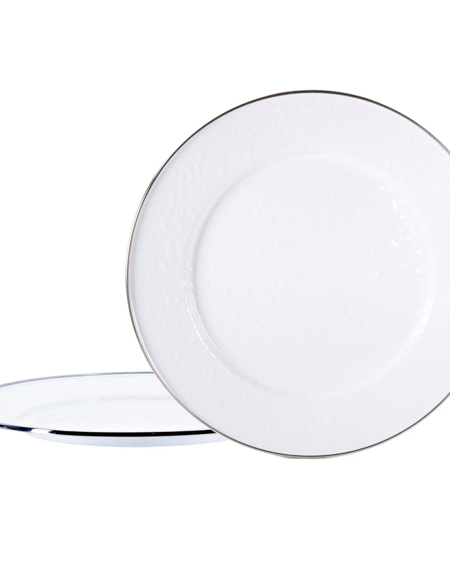 WW26S2 - White Solid Chargers - Set of 2 - Golden Rabbit Enamelware