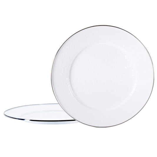 WW26S2 - White Solid Chargers - Set of 2 - Golden Rabbit Enamelware