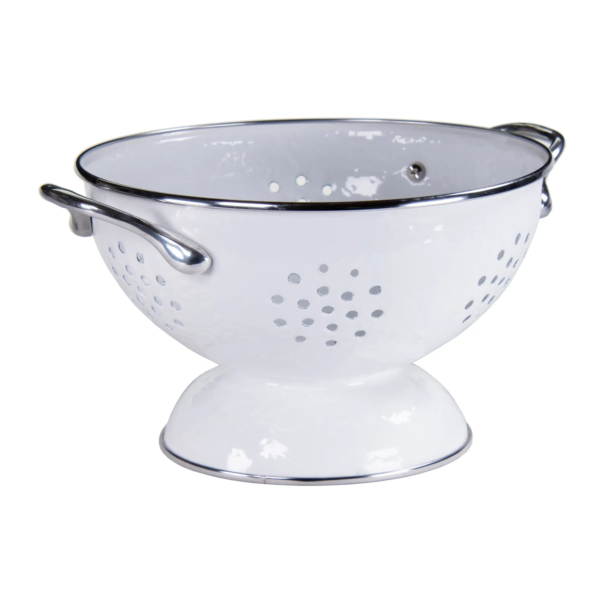 WW27 - White Solid Medium Colander - Golden Rabbit Enamelware