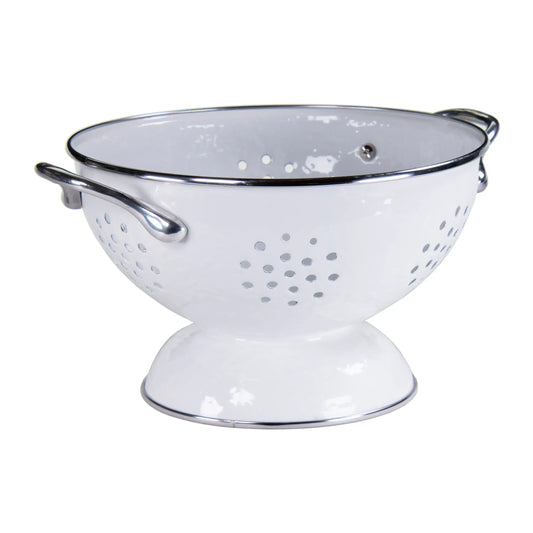 WW27 - White Solid Medium Colander - Golden Rabbit Enamelware