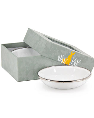 WW29 - Solid Tasting Dish Set of 4, White - Golden Rabbit Enamelware