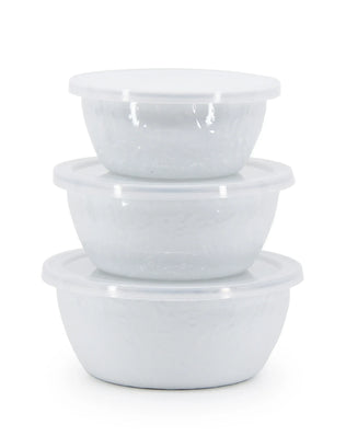 WW30 - White Solid Nesting Bowls - Golden Rabbit Enamelware