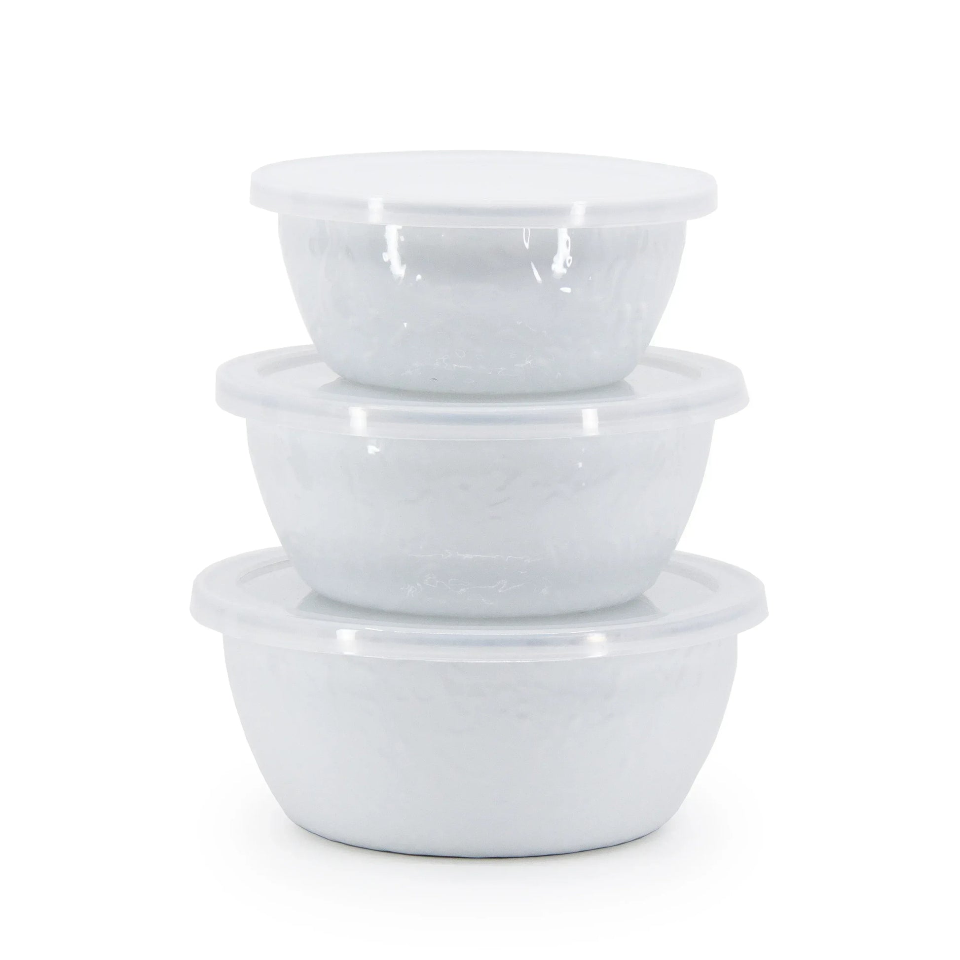 WW30 - White Solid Nesting Bowls - Golden Rabbit Enamelware