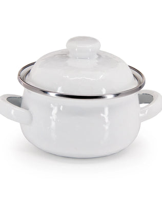WW32S2 - Solid Petite Tureens - Set of 2, White - Golden Rabbit Enamelware