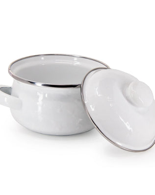 WW32S2 - Solid Petite Tureens - Set of 2, White - Golden Rabbit Enamelware