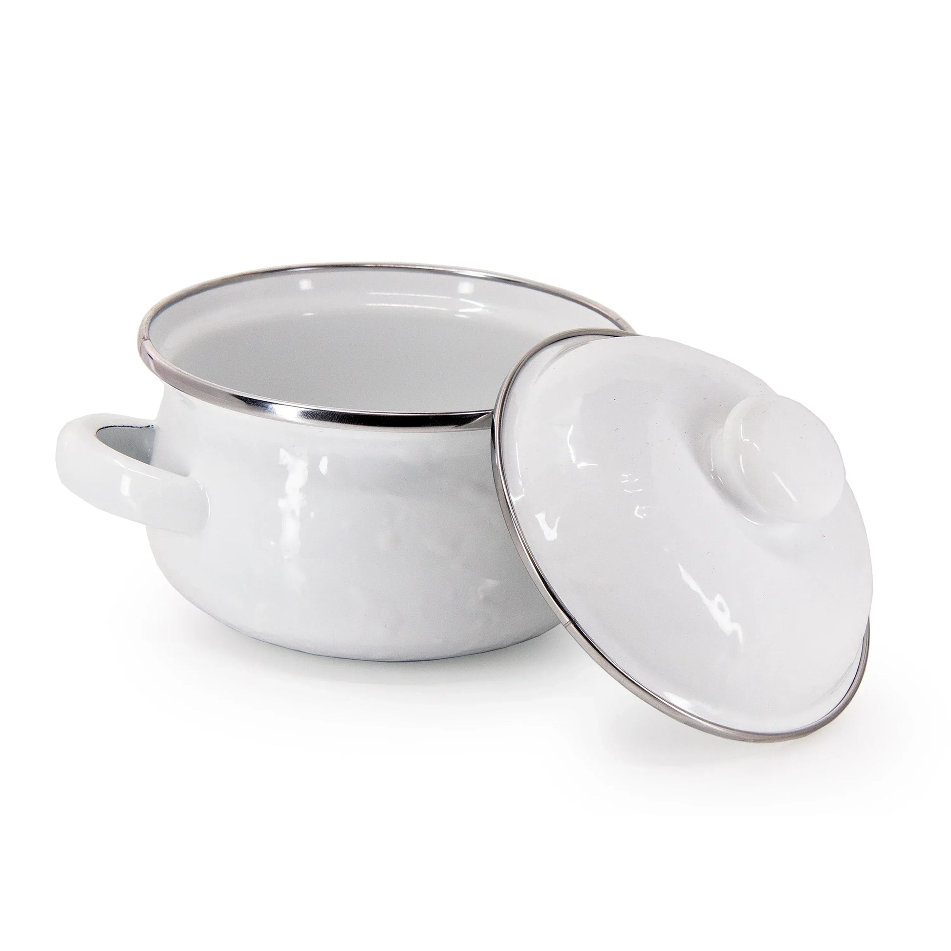 WW32S2 - Solid Petite Tureens - Set of 2, White - Golden Rabbit Enamelware
