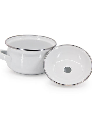 WW32S2 - Solid Petite Tureens - Set of 2, White - Golden Rabbit Enamelware