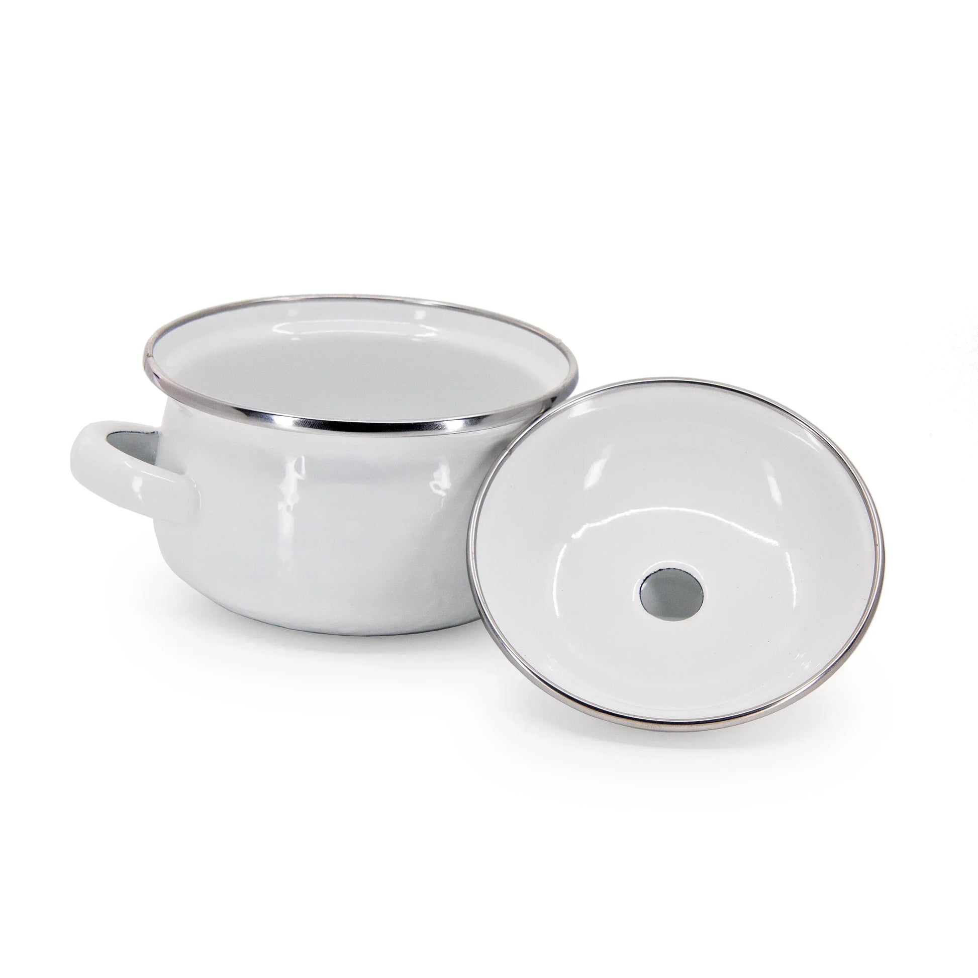 WW32S2 - Solid Petite Tureens - Set of 2, White - Golden Rabbit Enamelware