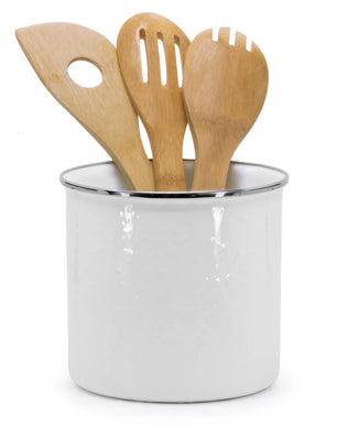 WW34 - Solid Utensil Holder, White - Golden Rabbit Enamelware