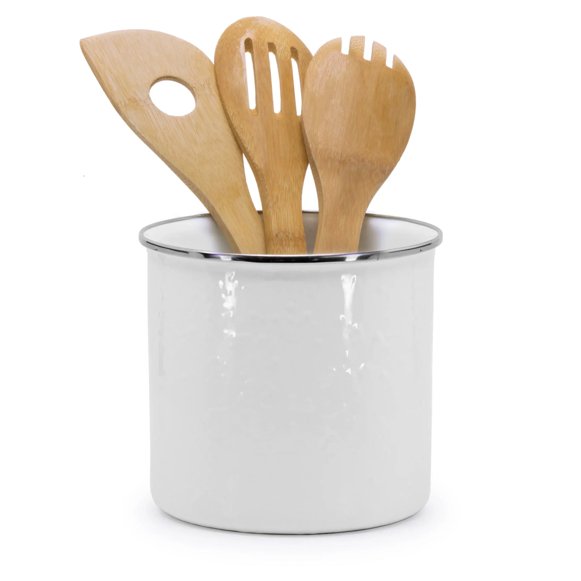 WW34 - Solid Utensil Holder, White - Golden Rabbit Enamelware