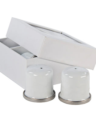 WW37 - White Solid Salt & Pepper - Golden Rabbit Enamelware