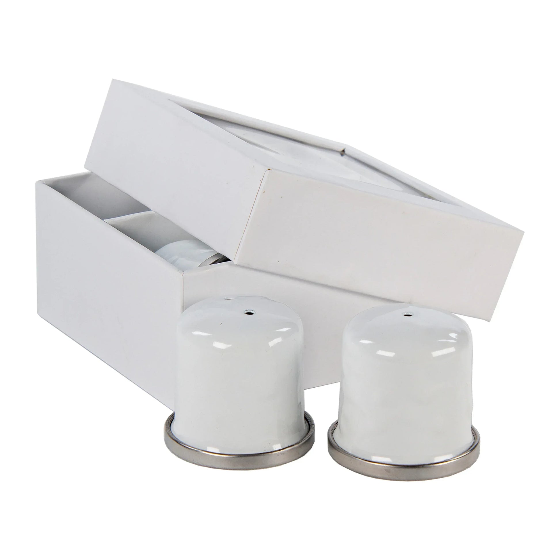 WW37 - White Solid Salt & Pepper - Golden Rabbit Enamelware