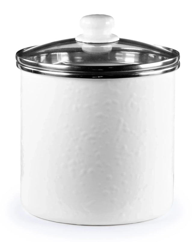 WW38 - White Solid Canister - Golden Rabbit Enamelware