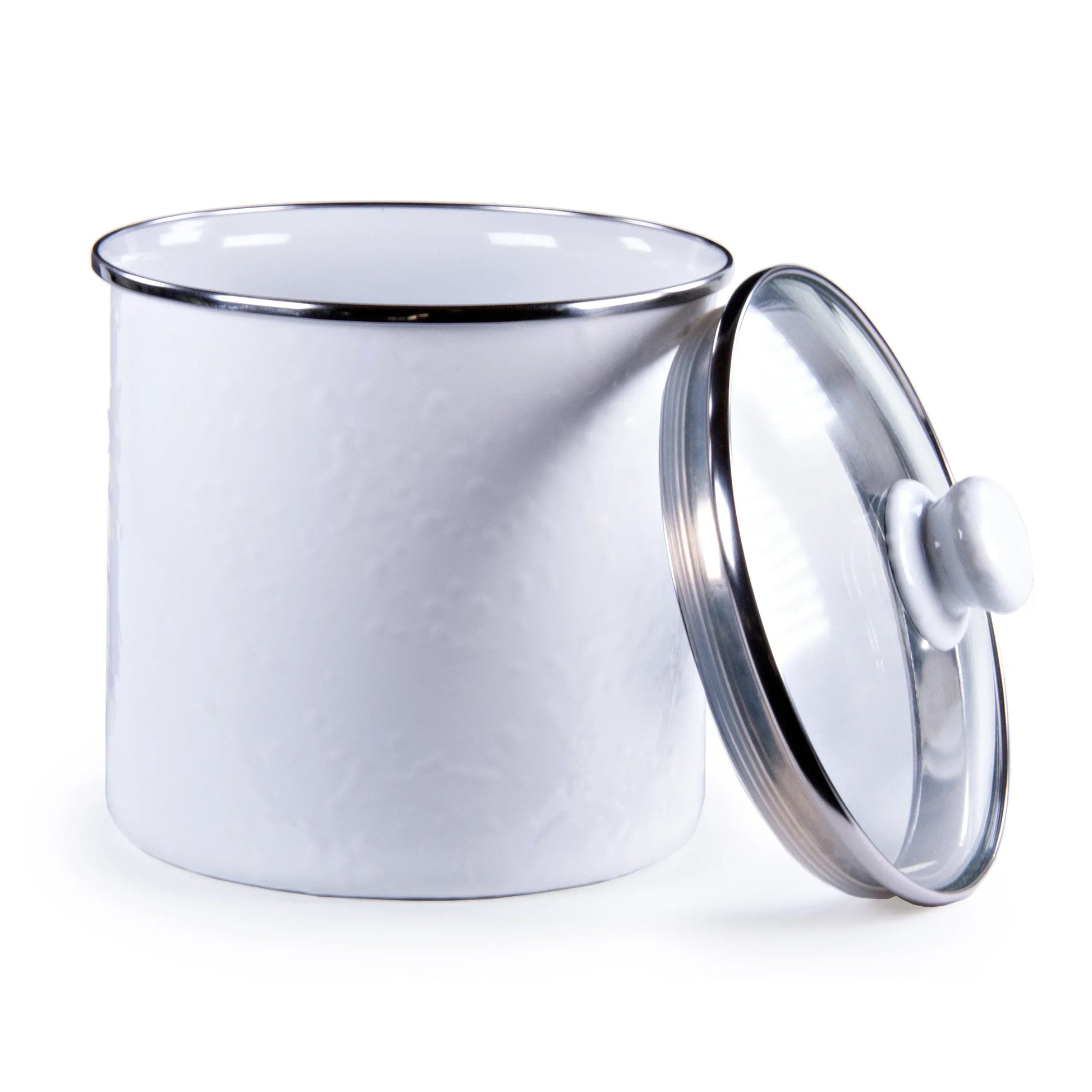 WW38 - White Solid Canister - Golden Rabbit Enamelware