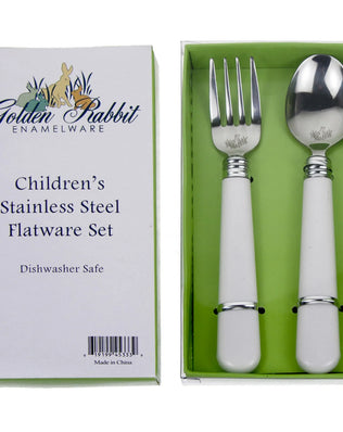 WW45 - Solid Flatware Set, White - Golden Rabbit Enamelware