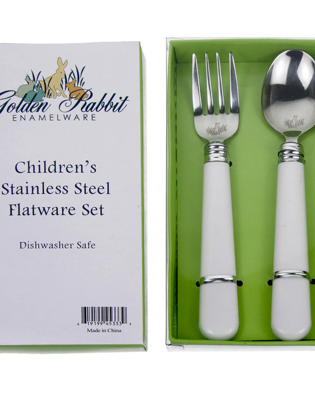 WW45 - Solid Flatware Set, White - Golden Rabbit Enamelware