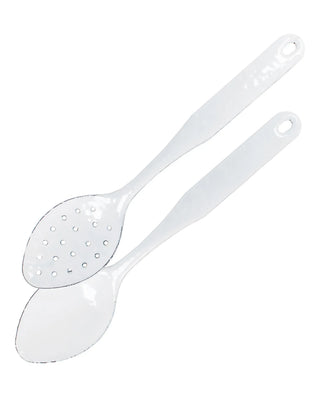 WW48 - Solid Spoon Set, White - Golden Rabbit Enamelware