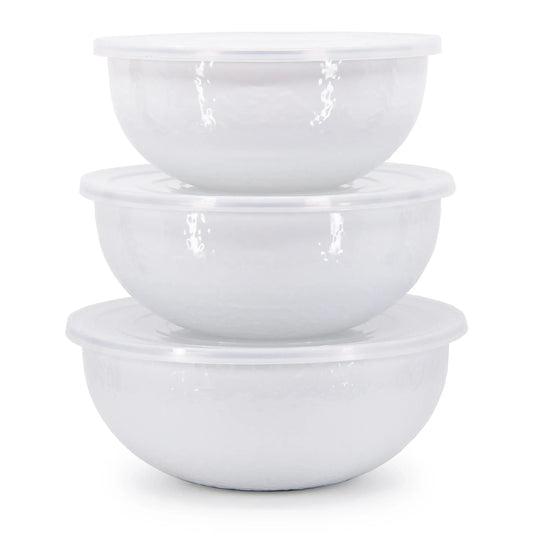 WW54 - White Solid Mixing Bowls - Golden Rabbit Enamelware