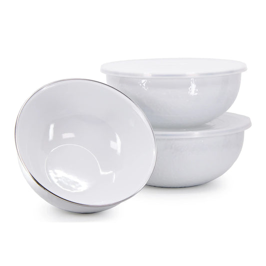 WW54 - White Solid Mixing Bowls - Golden Rabbit Enamelware