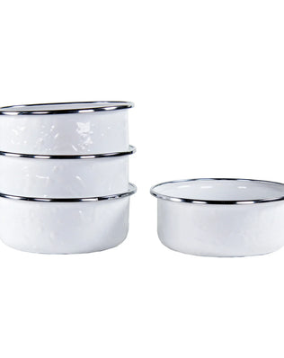 WW60S4 - White Solid 14 oz Soup Bowls - Set of 4 - Golden Rabbit Enamelware