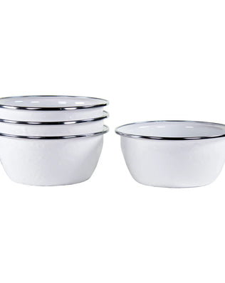 WW61S4 - White Solid Salad Bowls - Set of 4, White - Golden Rabbit Enamelware