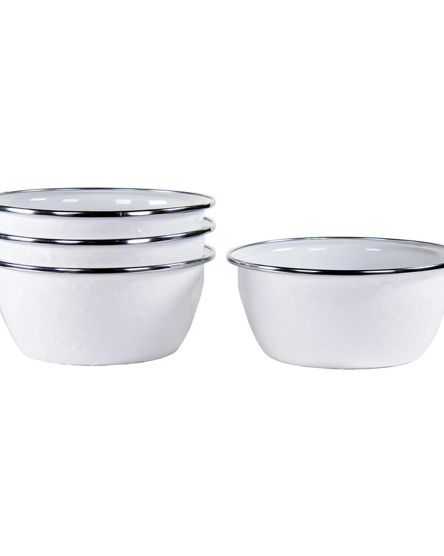 WW61S4 - White Solid Salad Bowls - Set of 4, White - Golden Rabbit Enamelware