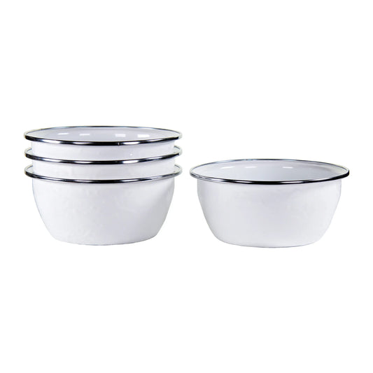 WW61S4 - White Solid Salad Bowls - Set of 4, White - Golden Rabbit Enamelware