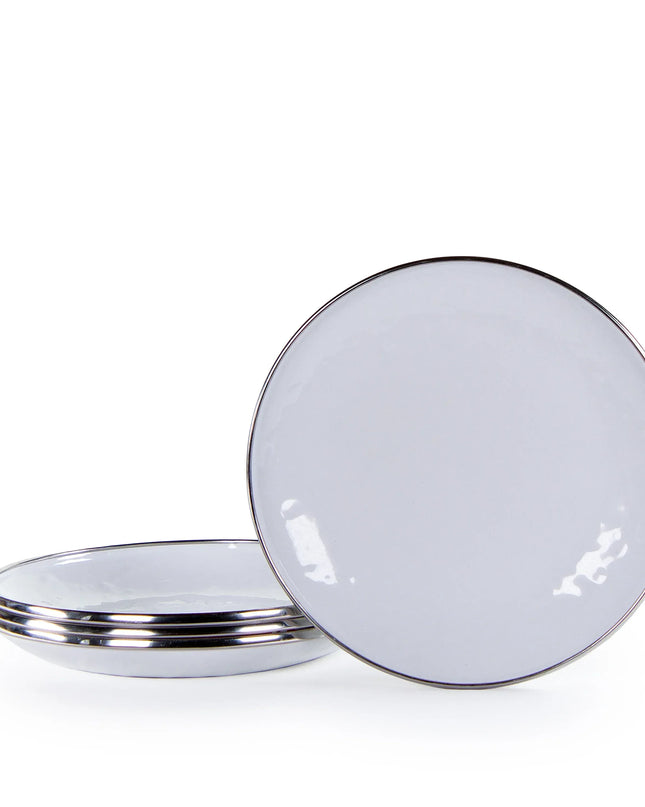 WW62S4 - White Solid Appetizer Plates - Set of 4 - Golden Rabbit Enamelware