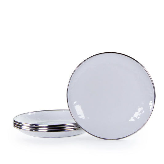 WW62S4 - White Solid Appetizer Plates - Set of 4 - Golden Rabbit Enamelware