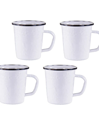 WW66S4 - White 16 oz Latte Mugs - Set of 4 - Golden Rabbit Enamelware