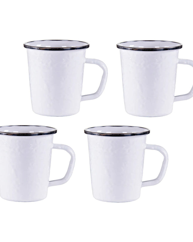 WW66S4 - White 16 oz Latte Mugs - Set of 4 - Golden Rabbit Enamelware