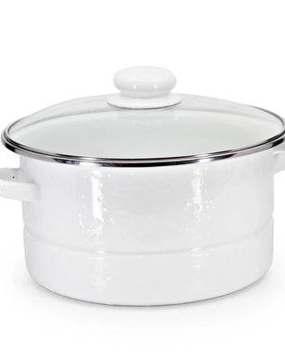 WW72 - White Solid 6 Qt Stock Pot - Golden Rabbit Enamelware