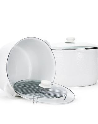 WW75 - Solid 18 Qt Stock Pot, White - Golden Rabbit Enamelware