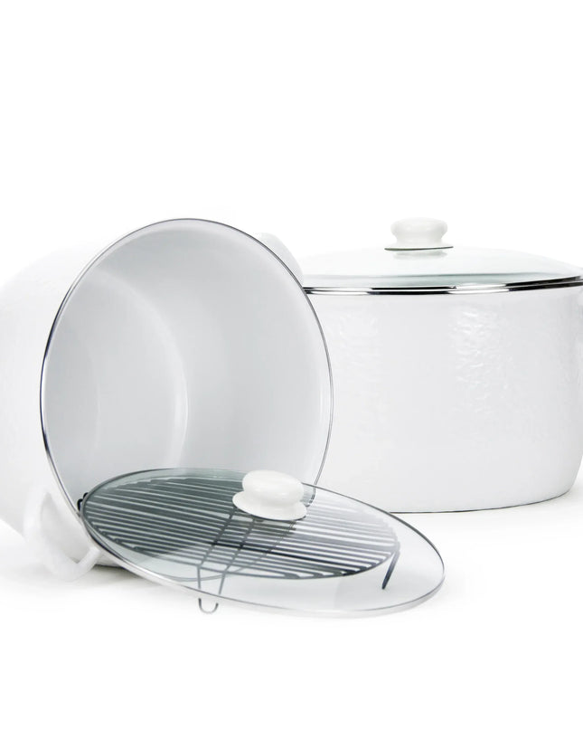 WW75 - Solid 18 Qt Stock Pot, White - Golden Rabbit Enamelware