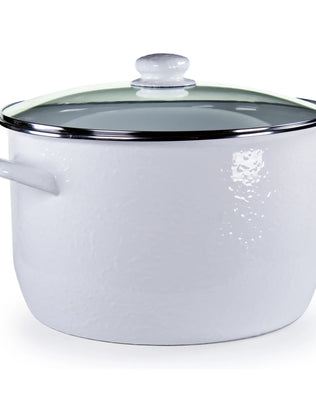 WW75 - Solid 18 Qt Stock Pot, White - Golden Rabbit Enamelware