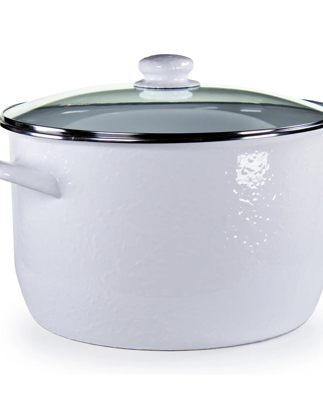 WW75 - Solid 18 Qt Stock Pot, White - Golden Rabbit Enamelware