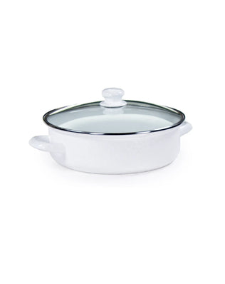 WW79 - White Solid Small Saute Pan - Golden Rabbit Enamelware