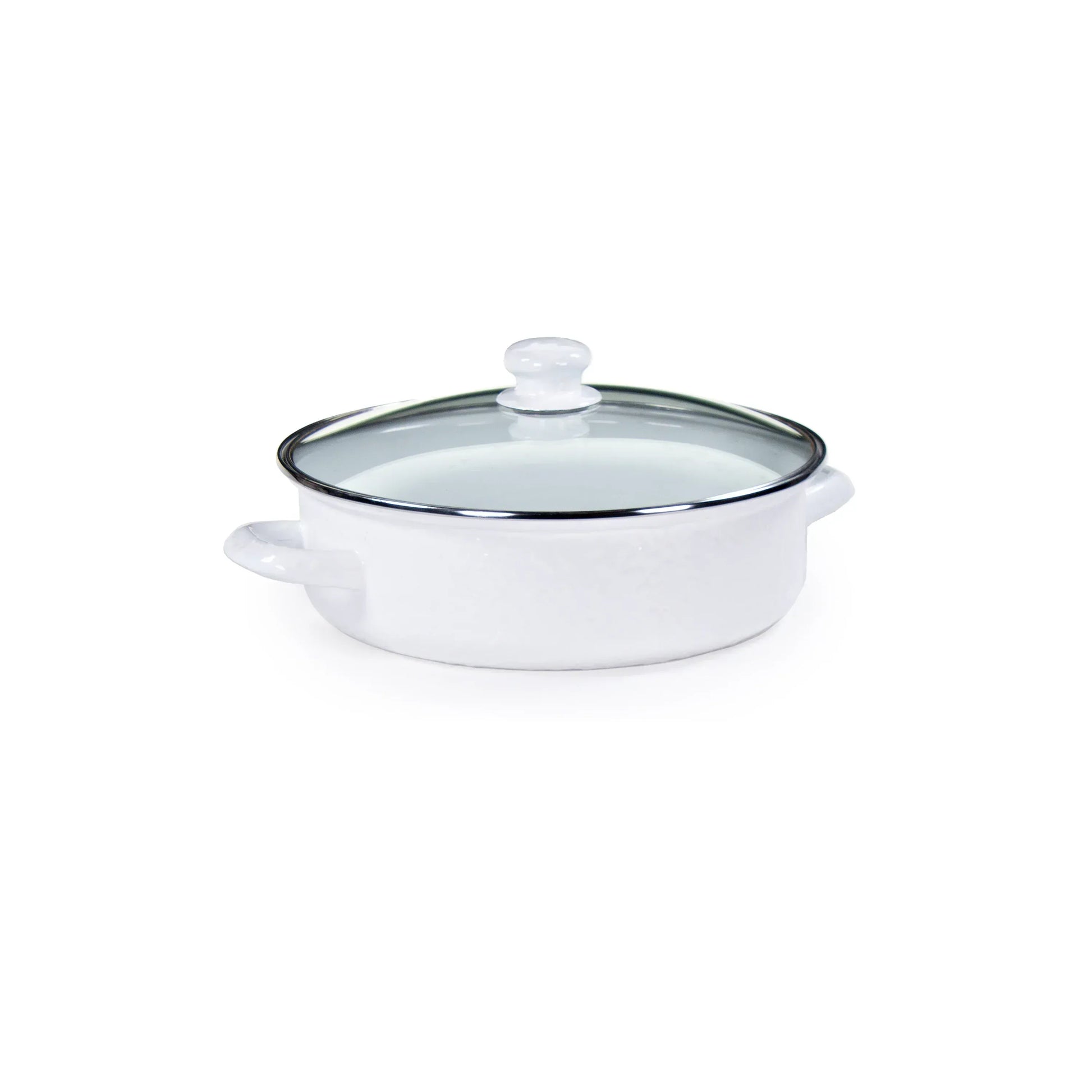 WW79 - White Solid Small Saute Pan - Golden Rabbit Enamelware